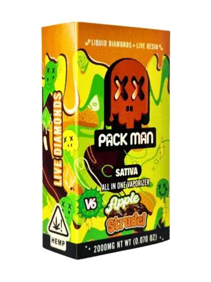 Apple Strudel Pack Man V6 Liquid Diamonds Live Resin Vaporizer 2000MG