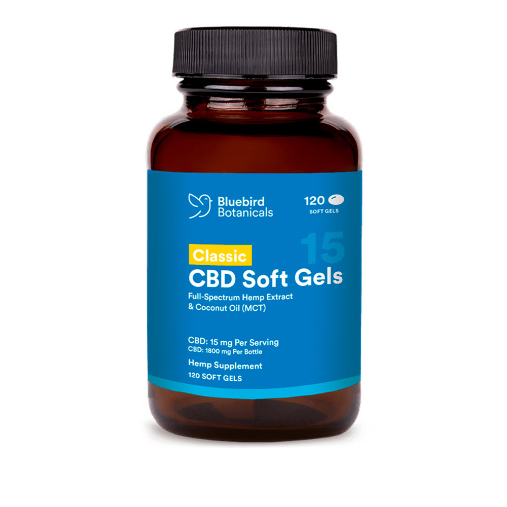 Bluebird Botanicals, Classic CBD Oil Softgels, Full Spectrum, 120ct, 1800mg CBD