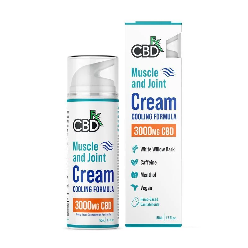 CBDfx, CBD Cream For Muscle + Joint: Cooling Formula, Broad Spectrum THC-Free, 1.7fl oz, 3000mg CBD