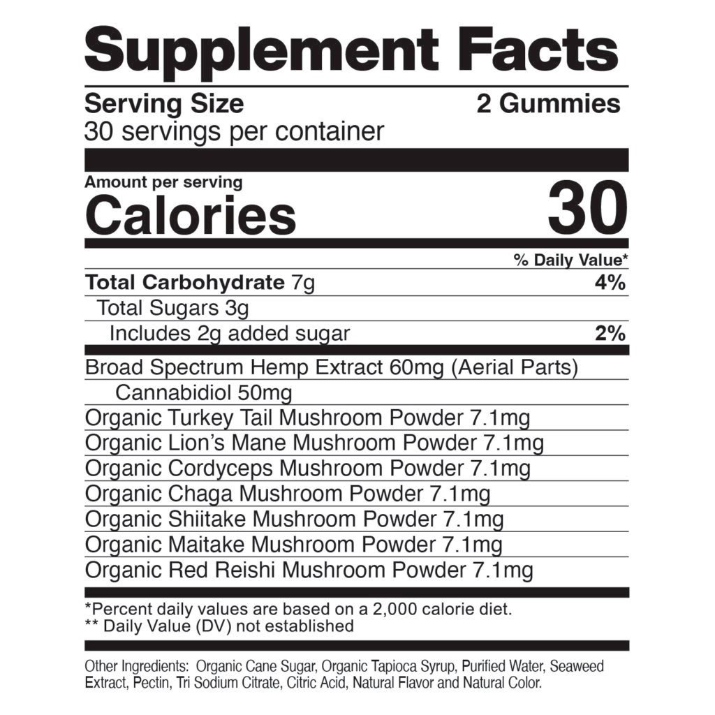 CBDfx, CBD Gummies With Mushrooms for Wellness, Broad Spectrum THC-Free, Cherry, 60ct, 1500mg CBD