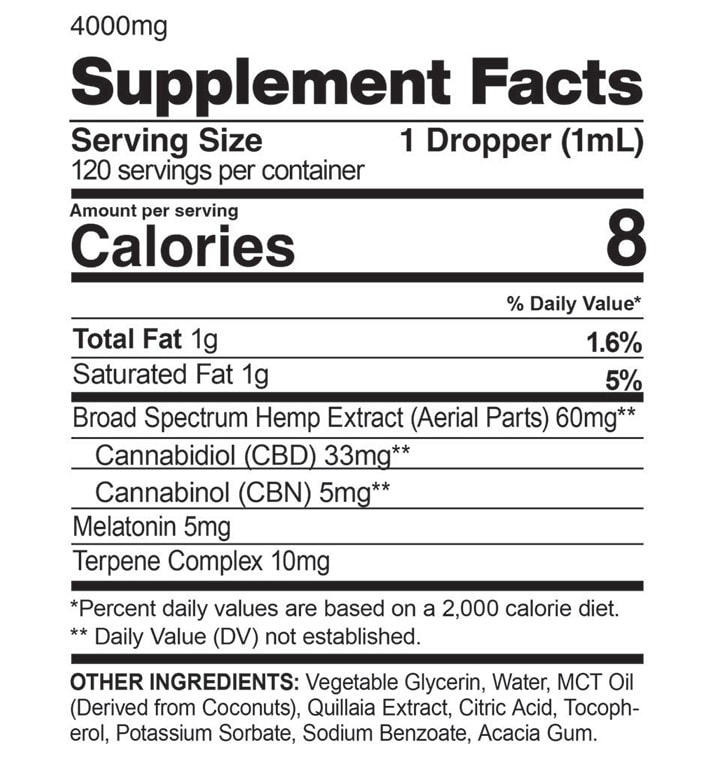 CBDfx, CBD Oil Sleep Tincture with Melatonin, Broad Spectrum THC-Free, 4fl oz, 600mg CBN + 4000mg CBD