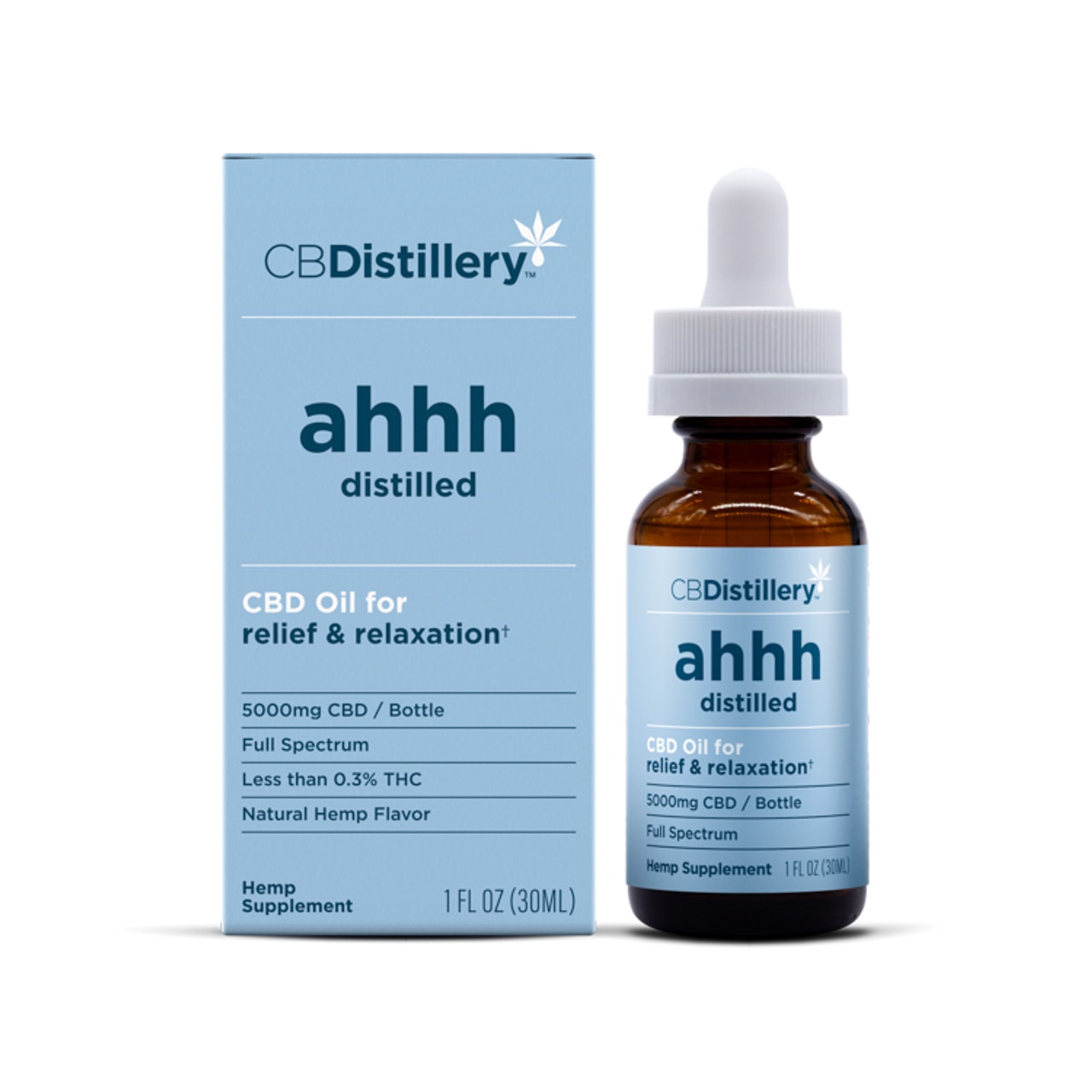 CBDistillery, Ahhh Distilled CBD Oil for Relief & Relaxation, Full Spectrum, 1fl oz, 5000mg CBD