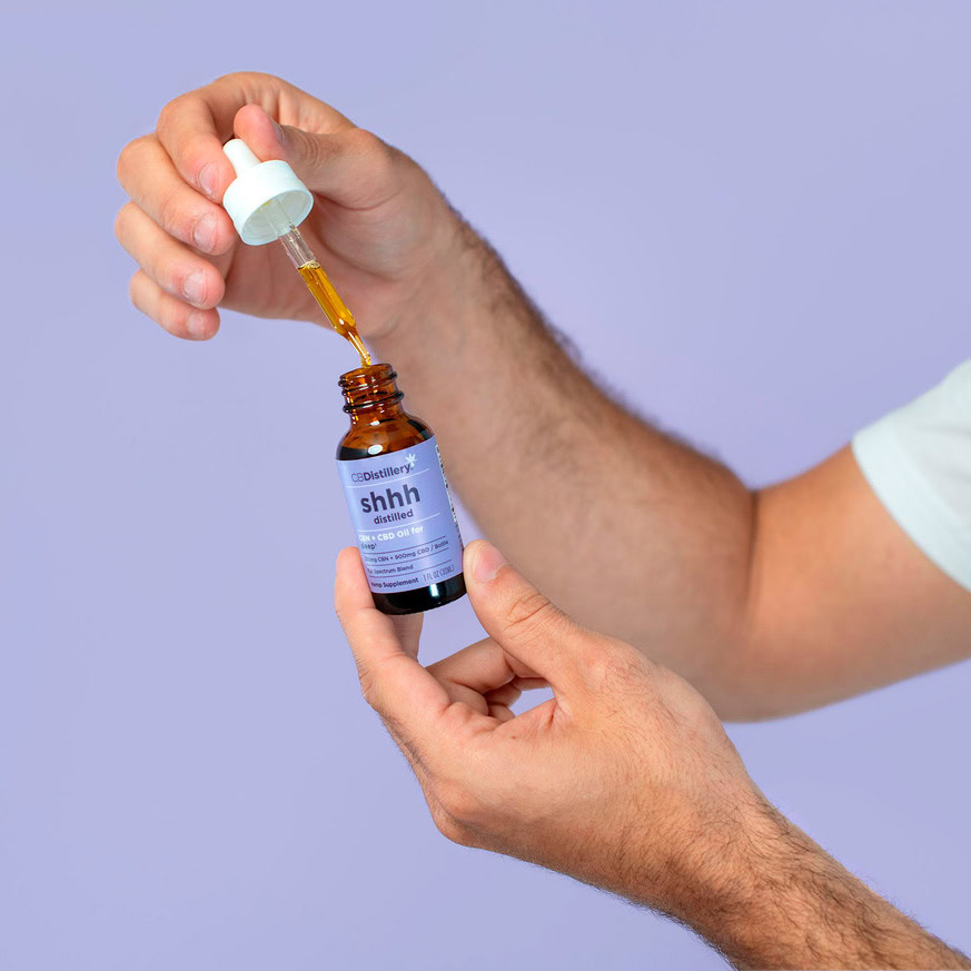 CBDistillery, Shhh Distilled CBN + CBD Oil for Sleep, Full Spectrum, 1fl oz, 300mg CBN + 900mg CBD