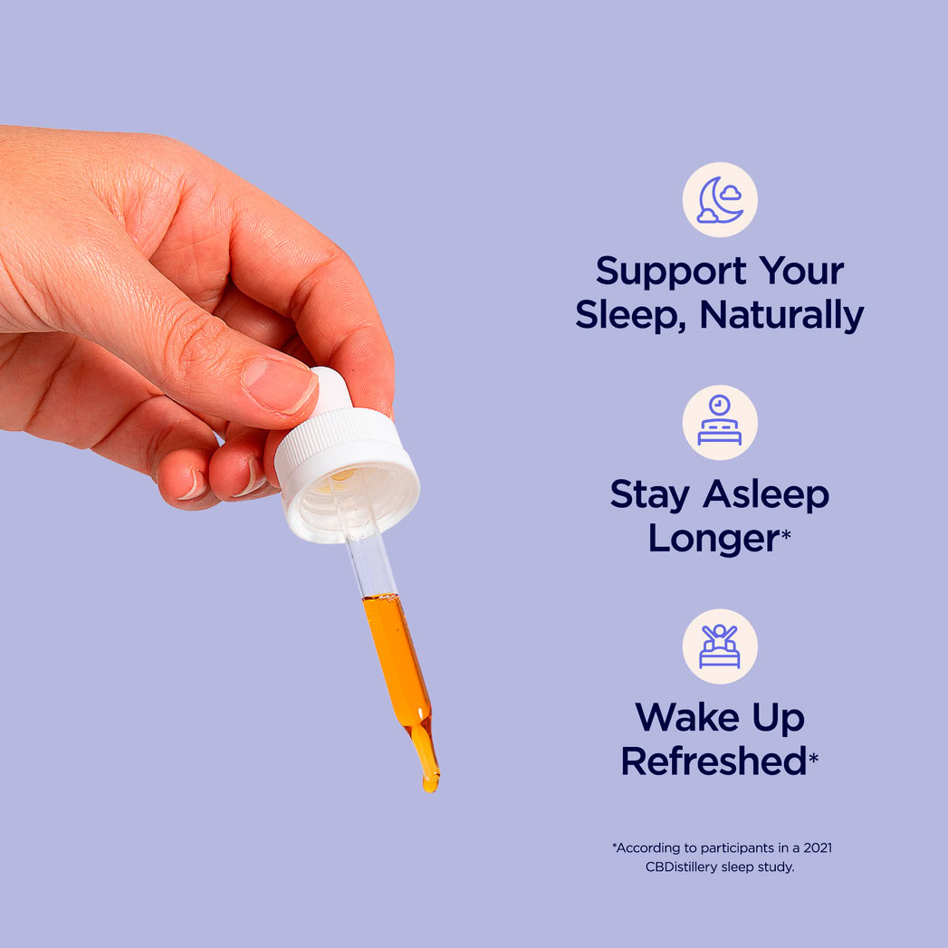 CBDistillery, Shhh Distilled CBN + CBD Oil for Sleep, Full Spectrum, 1fl oz, 300mg CBN + 900mg CBD