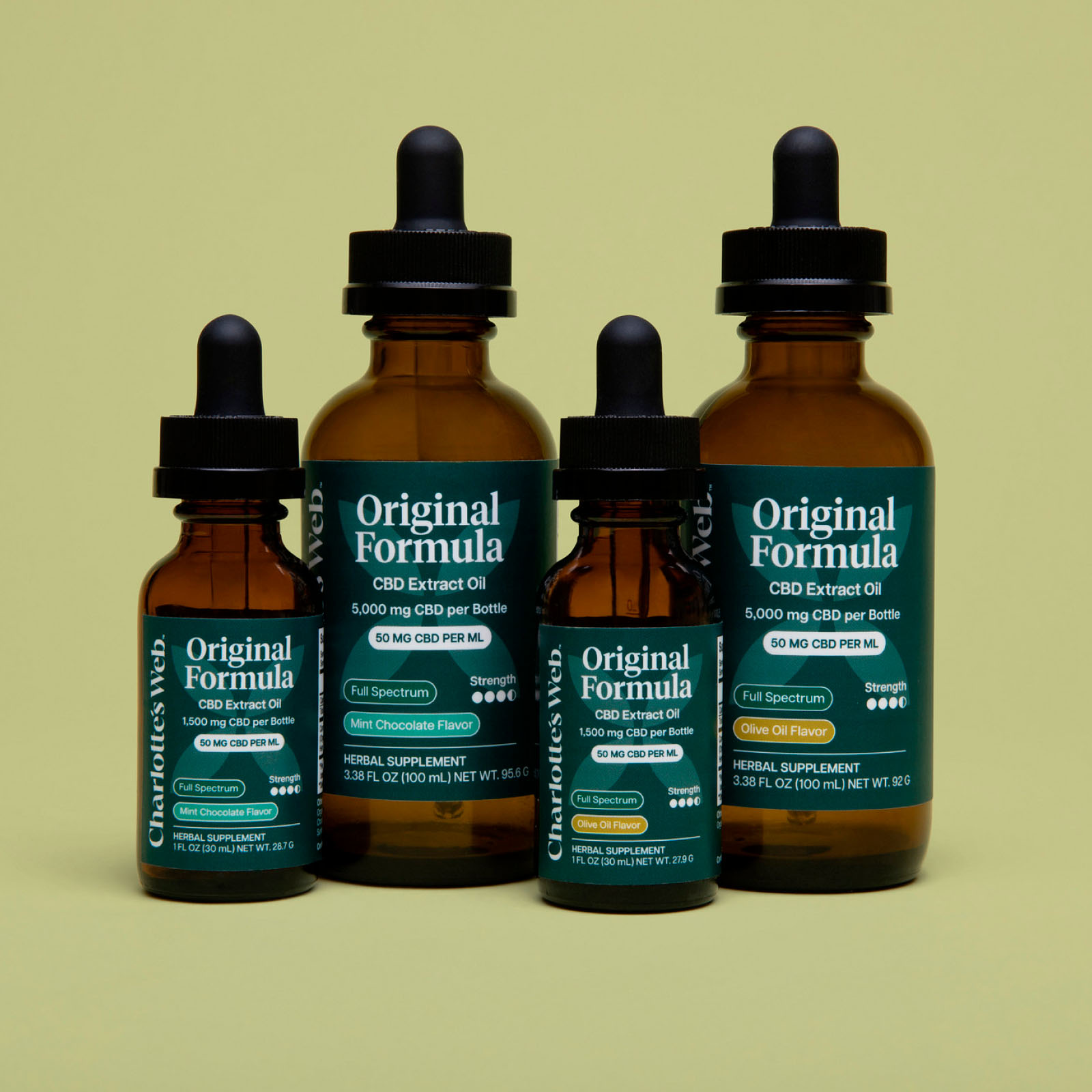 Charlotte’s Web, Original Formula CBD Oil 50mg, Olive Oil Natural, Full Spectrum, 3.38fl oz, 5000mg CBD