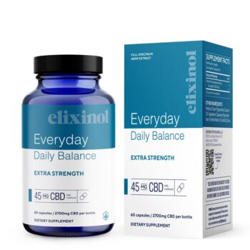 Elixinol, Everyday Daily Balance Extra Strength CBD Capsules, Full Spectrum, 60ct, 2700mg CBD