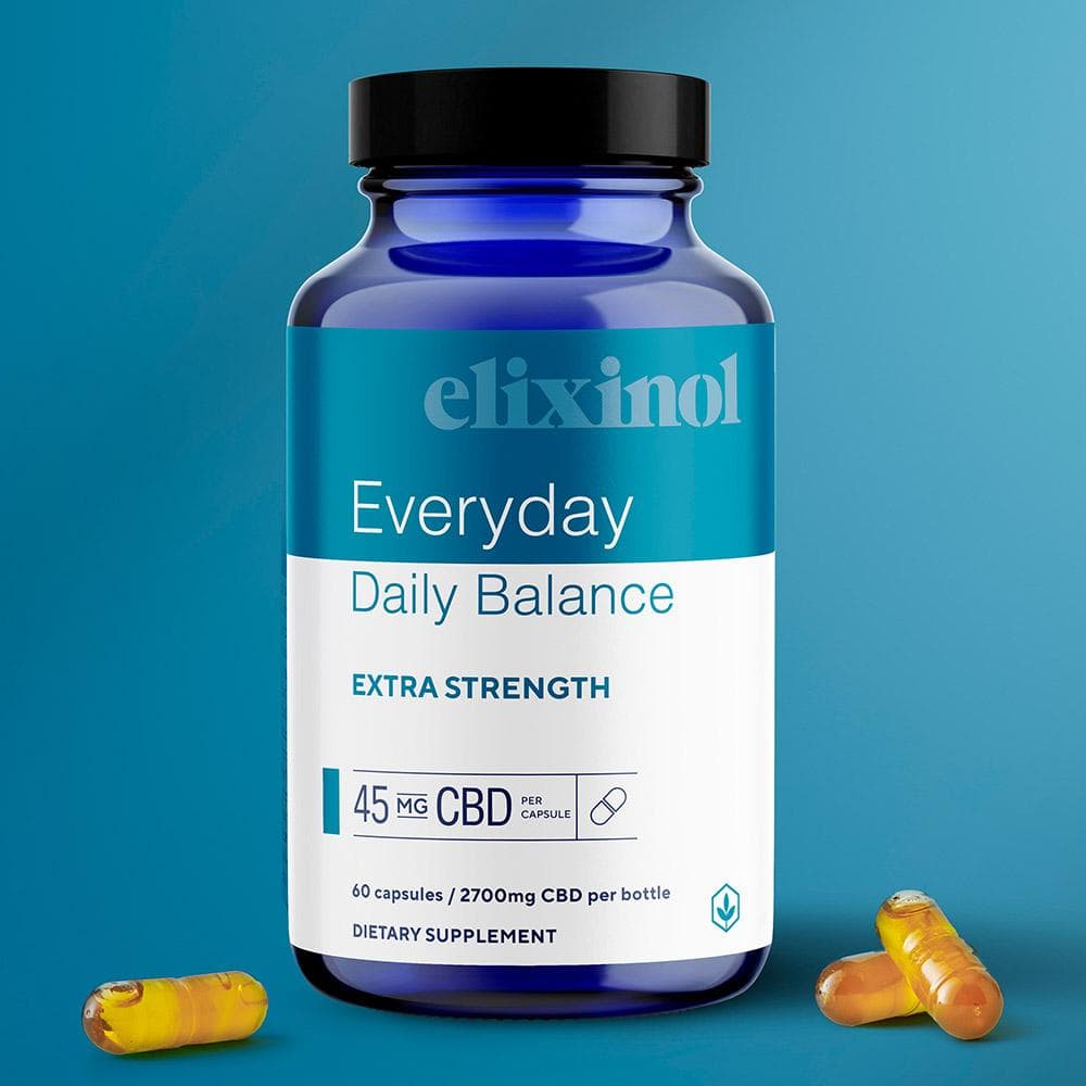Elixinol, Everyday Daily Balance Extra Strength CBD Capsules, Full Spectrum, 60ct, 2700mg CBD