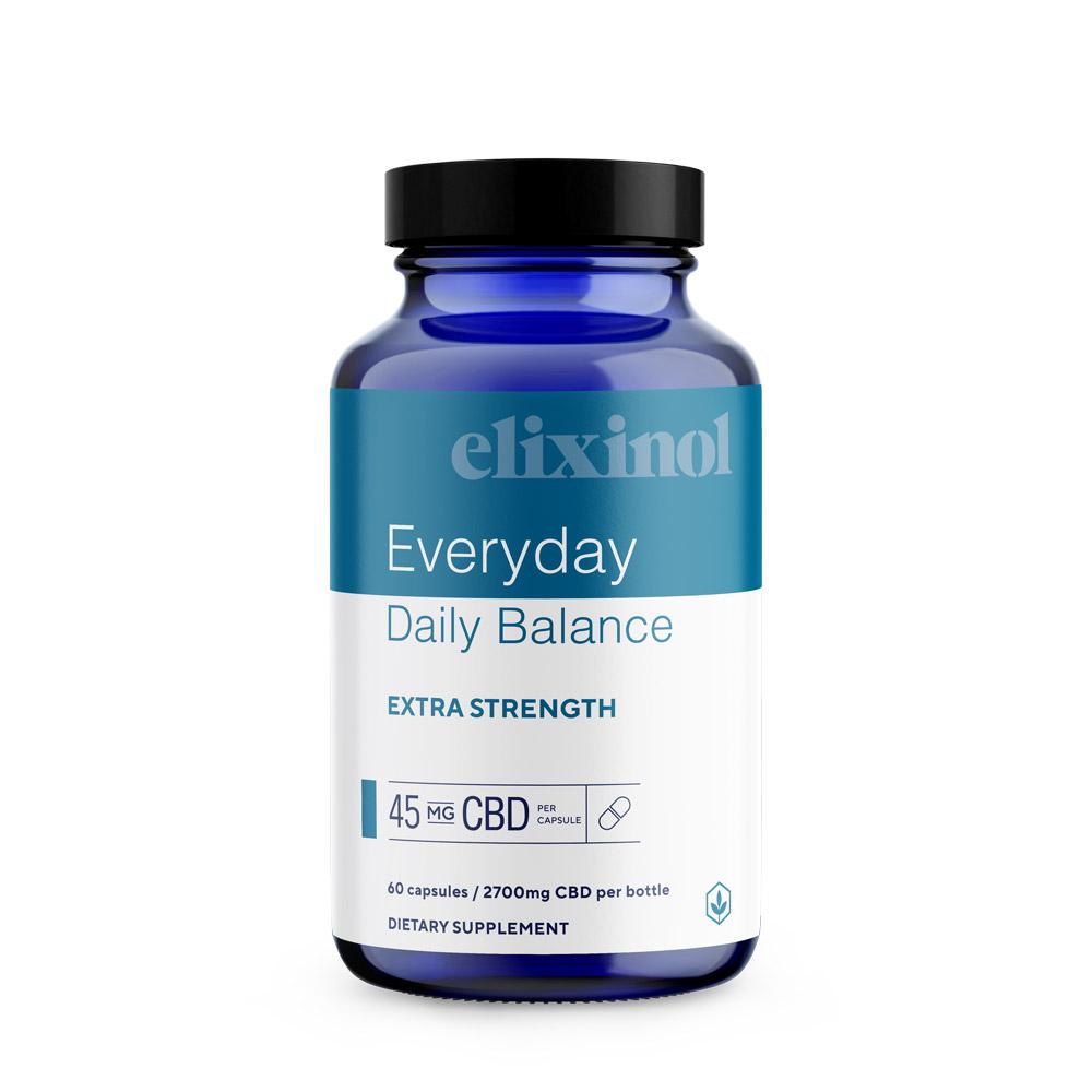 Elixinol, Everyday Daily Balance Extra Strength CBD Capsules, Full Spectrum, 60ct, 2700mg CBD