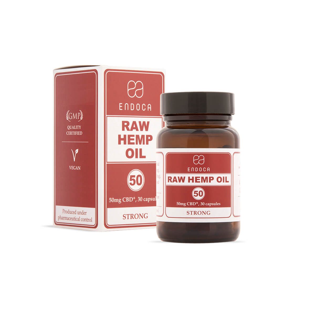 Endoca, Raw CBD + CBDa Capsules 50mg Strong, Full Spectrum, 30ct, 1500mg CBD+CBDa