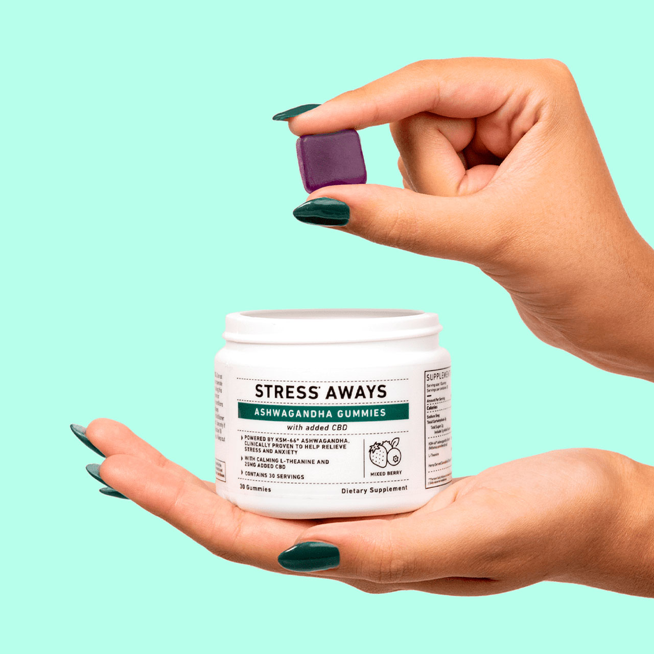 Green Roads, Stress Aways Ashwagandha CBD Gummies, Cherry, Isolate THC-Free, 30ct, 750mg CBD