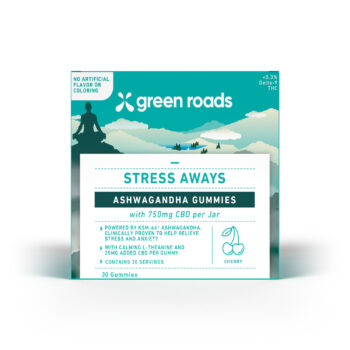 Green Roads, Stress Aways Ashwagandha CBD Gummies, Cherry, Isolate THC-Free, 30ct, 750mg CBD