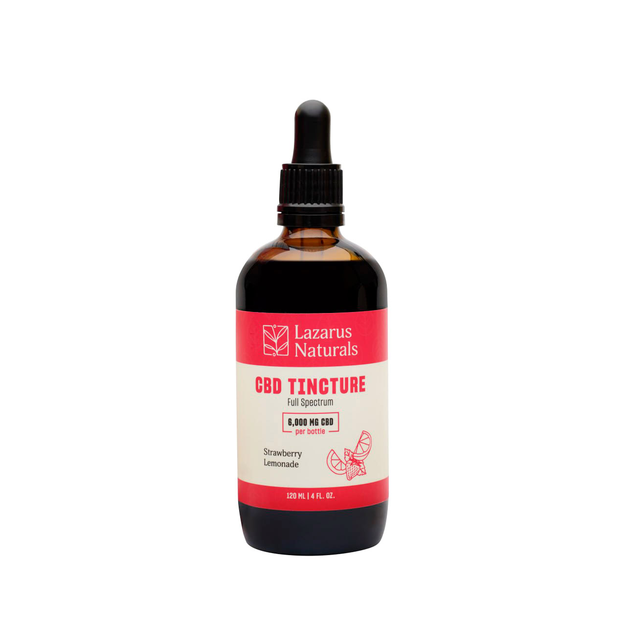Lazarus Naturals, CBD Tincture, Strawberry Lemonade, Full Spectrum, 4fl oz, 6000mg CBD