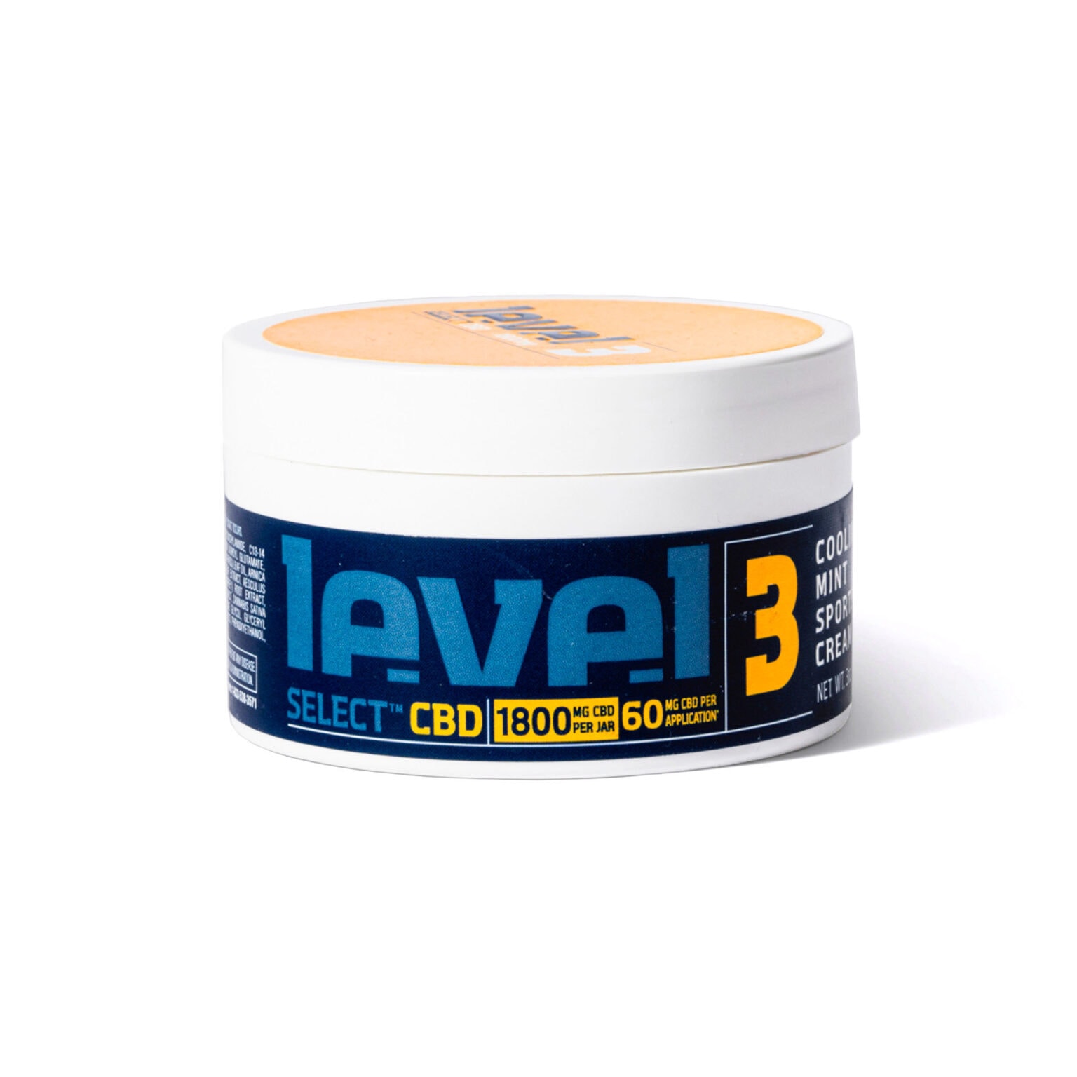 Level Select CBD, LVL 3 Sport CBD Cream, Cooling Mint, Broad Spectrum THC-Free, 3oz, 1800mg CBD