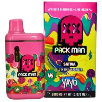 Miami Yayo Pack Man V6 Liquid Diamonds Live Resin Vaporizer 2000MG