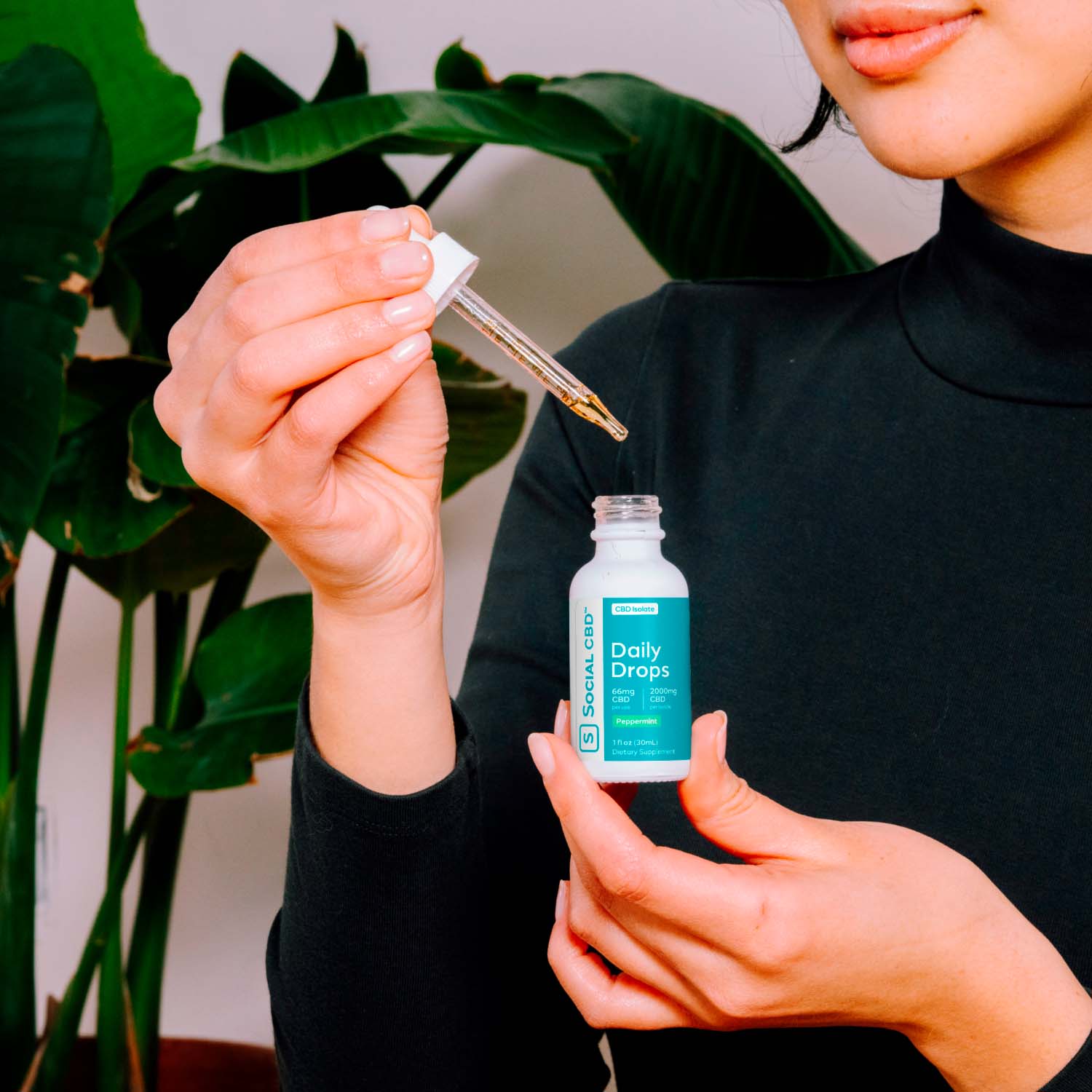 Social CBD, CBD Oil Drops, Peppermint, Isolate THC-Free, 1fl oz, 2000mg CBD