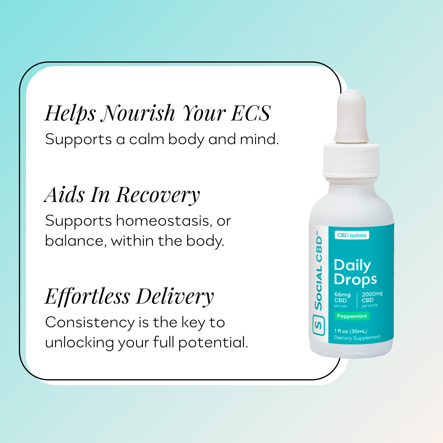 Social CBD, CBD Oil Drops, Peppermint, Isolate THC-Free, 1fl oz, 2000mg CBD