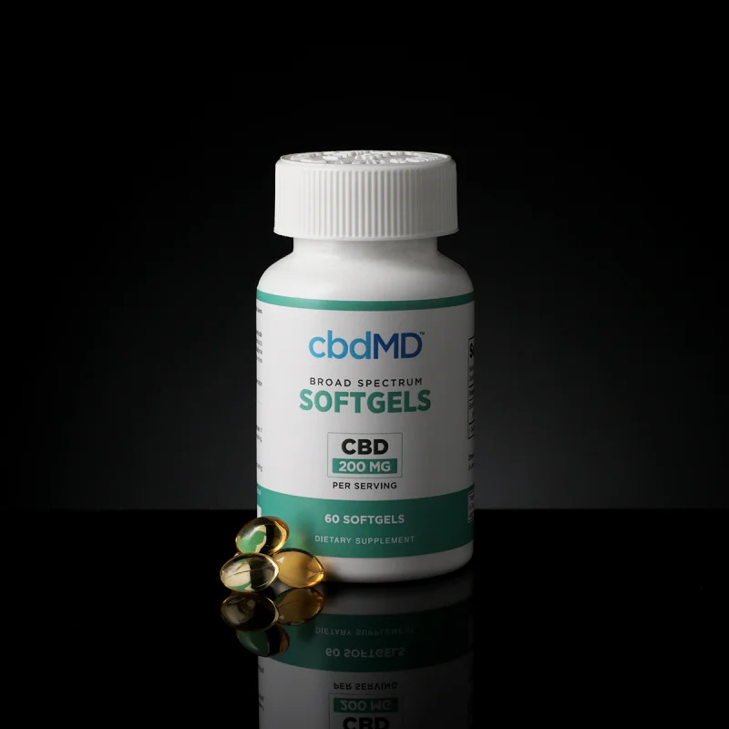 cbdMD, CBD Oil Softgels 200mg, Broad Spectrum THC-Free, 60ct, 6000mg CBD