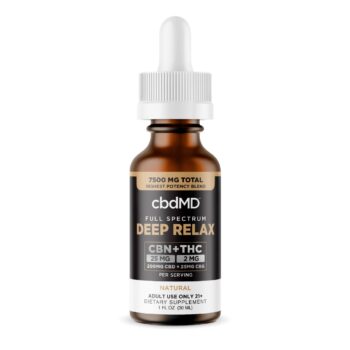 cbdMD, Deep Relax THC + CBN + CBG + CBD Tincture, Full Spectrum, 1fl oz, 60mg THC + 750mg CBN + 750mg CBG + 6000mg CBD